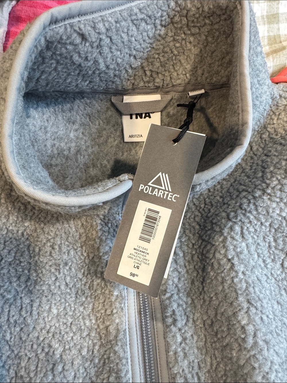 NET Aritzia TNA Light Gray Polartec Sherpa Jacket